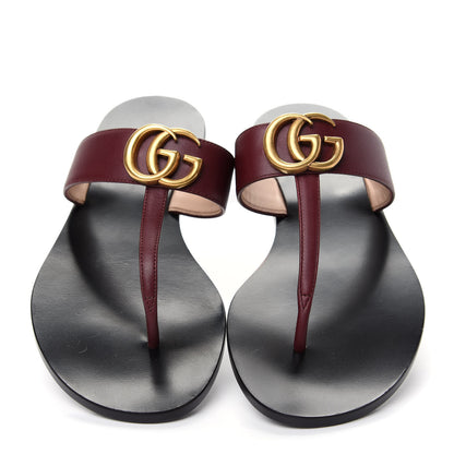 Gucci Calfskin GG Marmont Thong Sandals 36.5 Vintage Bordeaux 5 of 10