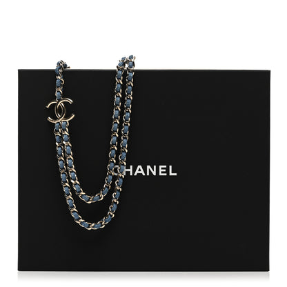 Chanel Metal Denim CC Double Chain Necklace Blue Gold 6 of 6