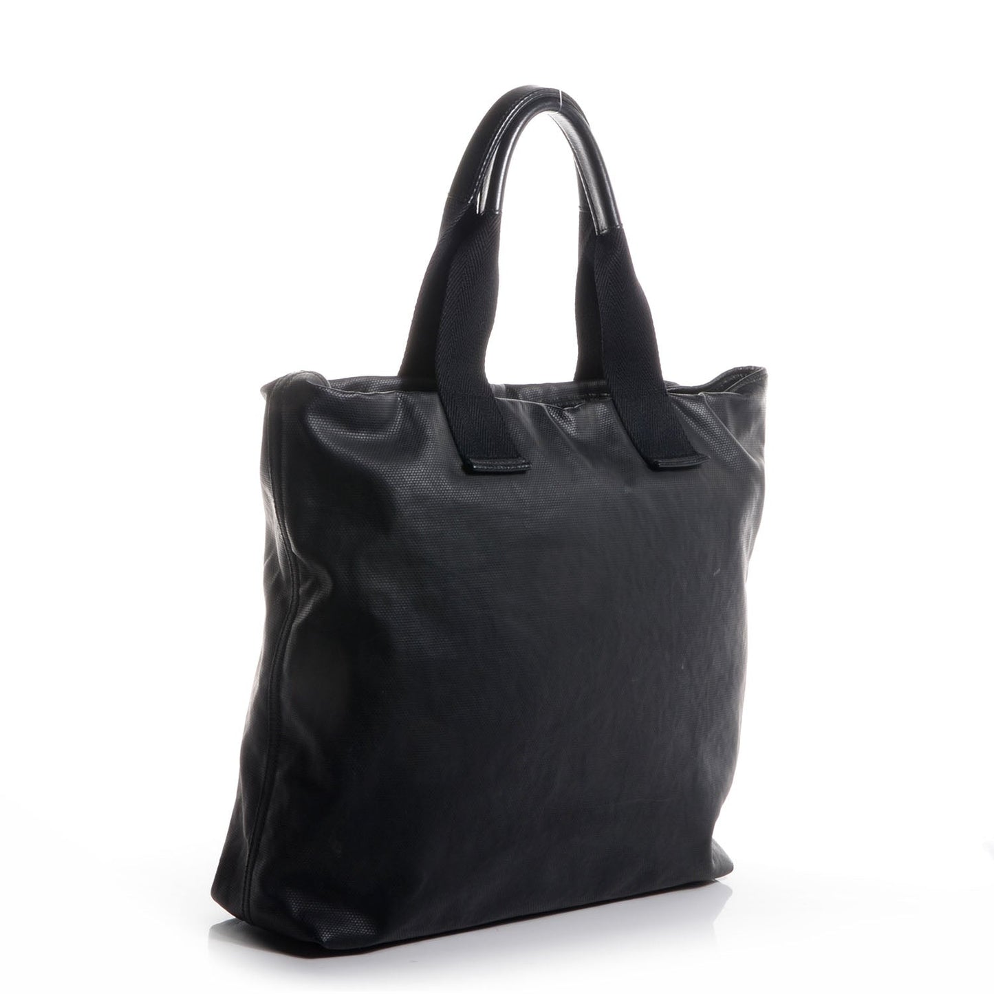 Coated Canvas Leather Patch Logo Tote Black