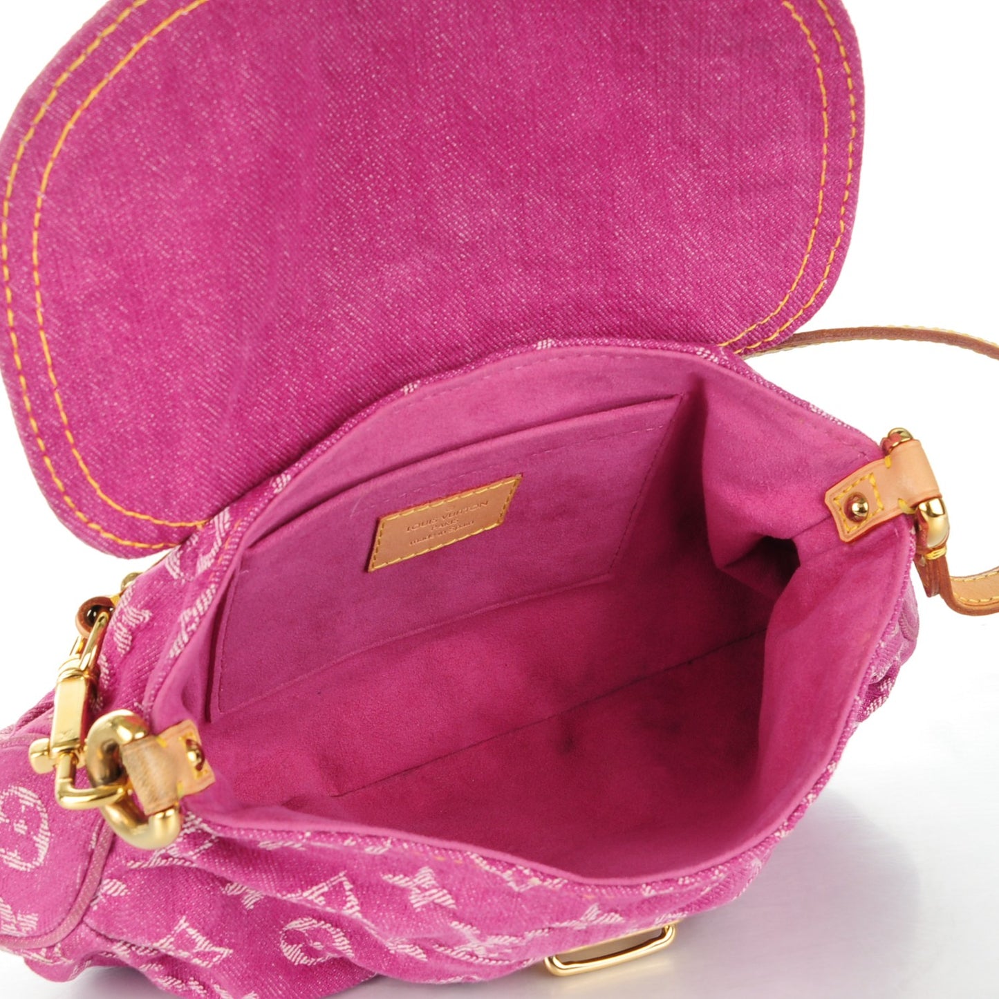 Monogram Denim Mini Pleaty Fuchsia