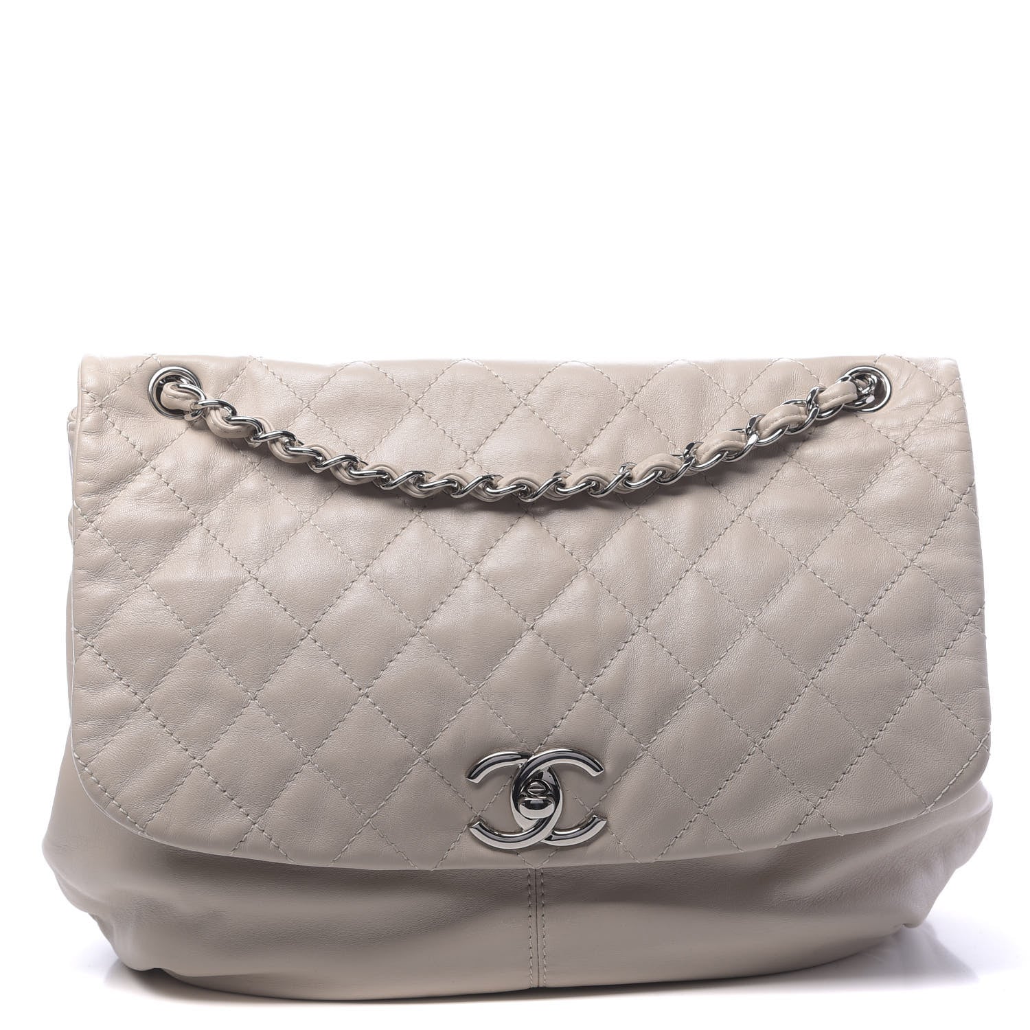 Chanel Calfskin Quilted Large Trianon Messenger Flap Light Beige 1 of 11