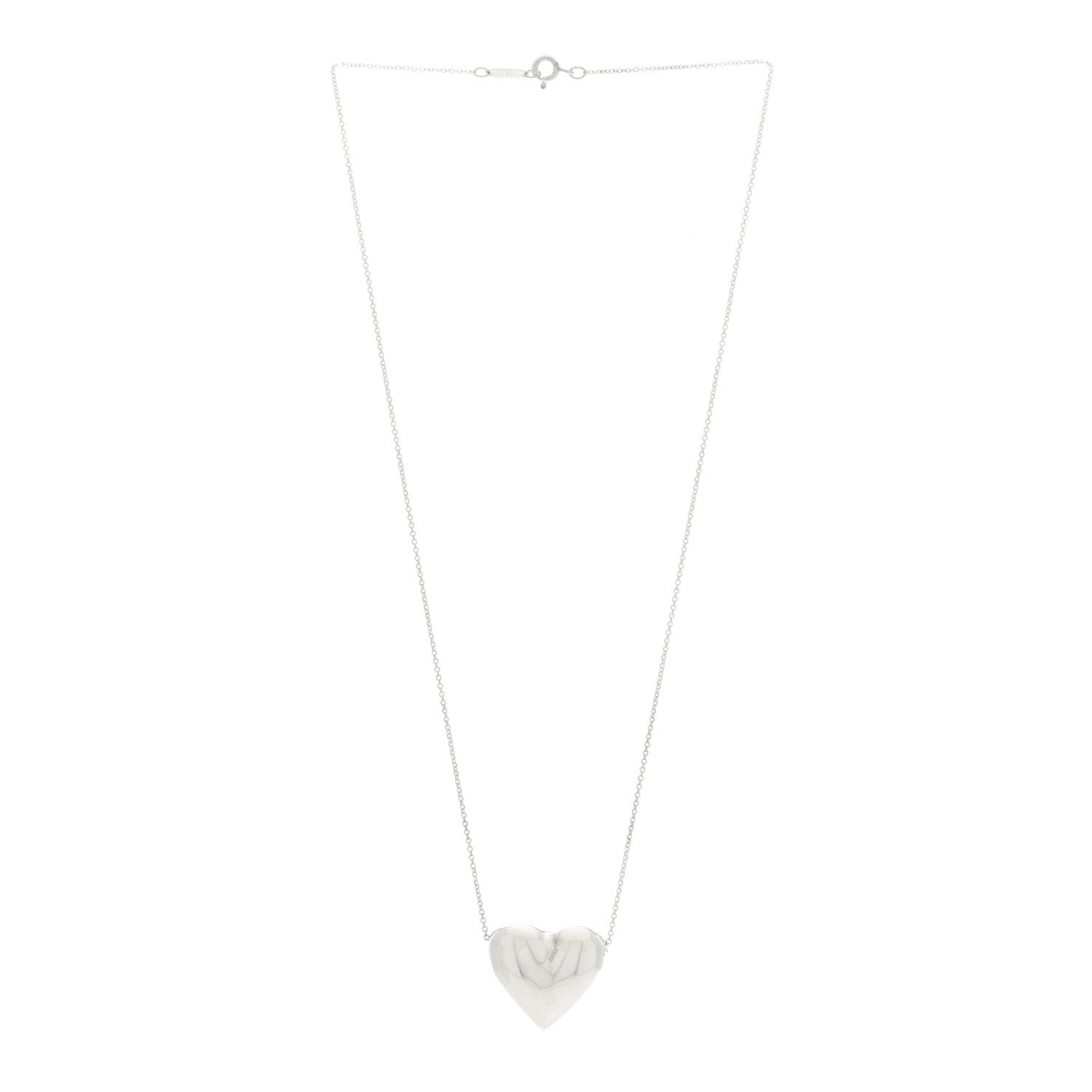 Tiffany Sterling Silver Puffed Heart Pendant Necklace 3 of 4