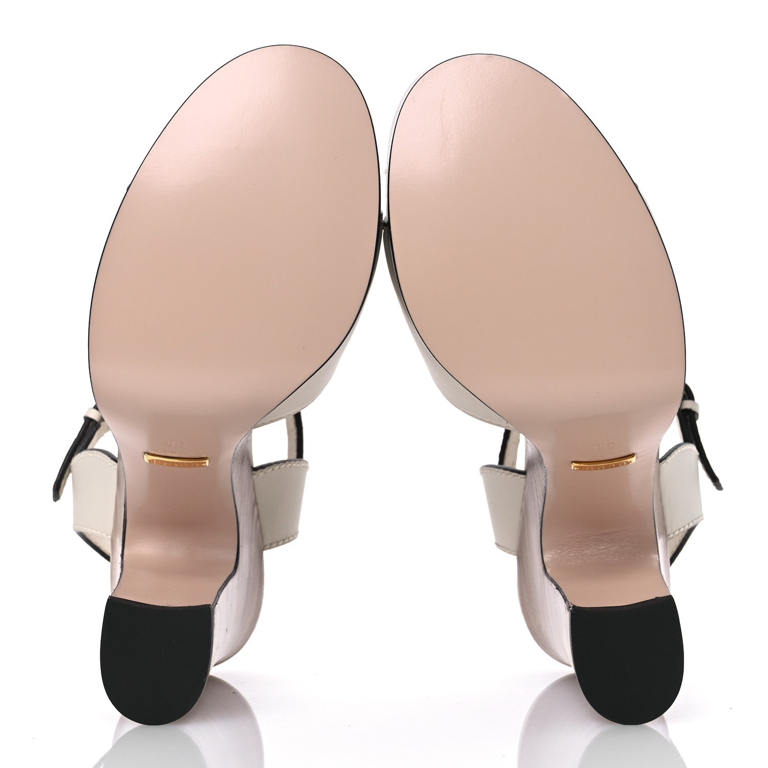 Gucci Cosmos Softy Calfskin Wooden Interlocking G Cut-Out 30/120mm Platform Sandals 38 Mystic White 7 of 14