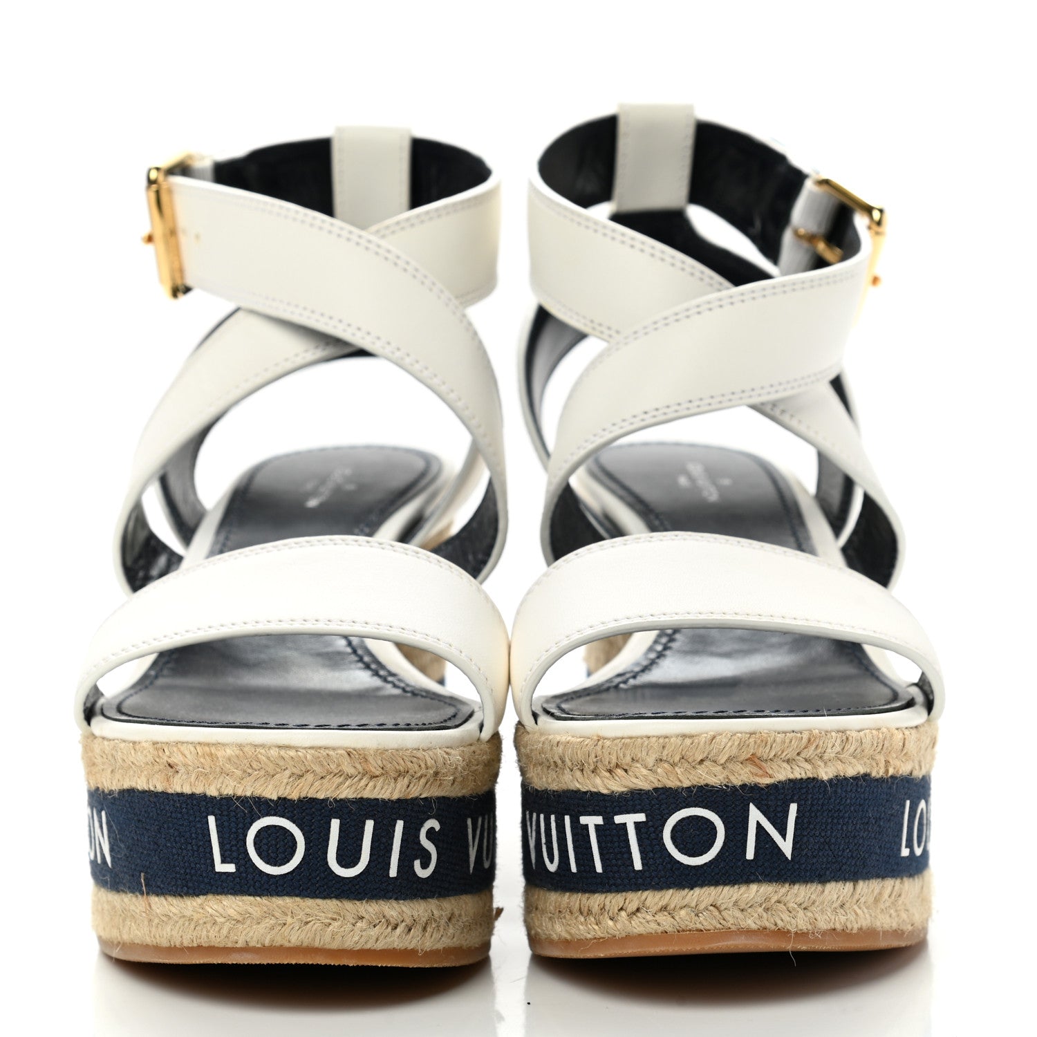 Louis Vuitton Calfskin Boundary Wedge Sandals 38 White 2 of 8