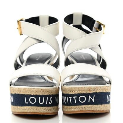 Louis Vuitton Calfskin Boundary Wedge Sandals 38 White 2 of 8