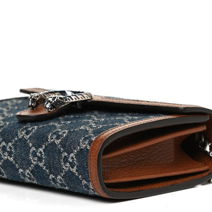 Gucci New Denim GG Monogram Dollar Calfskin Enamel Mini Dionysus Chain Wallet Blue Tea Cuir Epilog Electric Blue 17 of 17