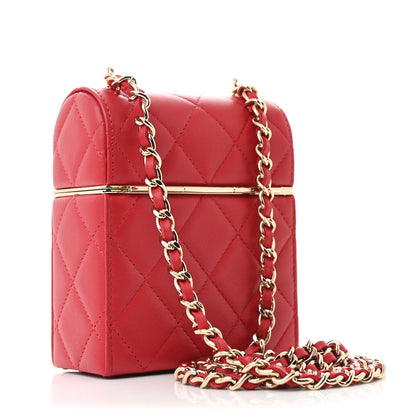 Chanel Lambskin Quilted Small Box With Chain Red 4 of 11