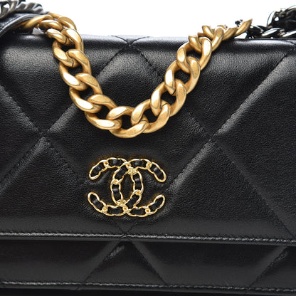 Chanel Goatskin Quilted 19 Wallet On Chain WOC Black 11 of 12