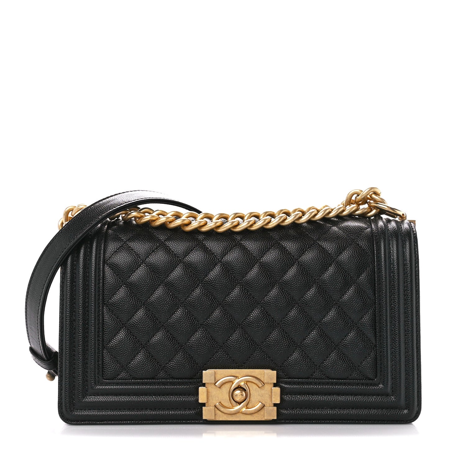 Caviar Quilted Medium Boy Flap Black