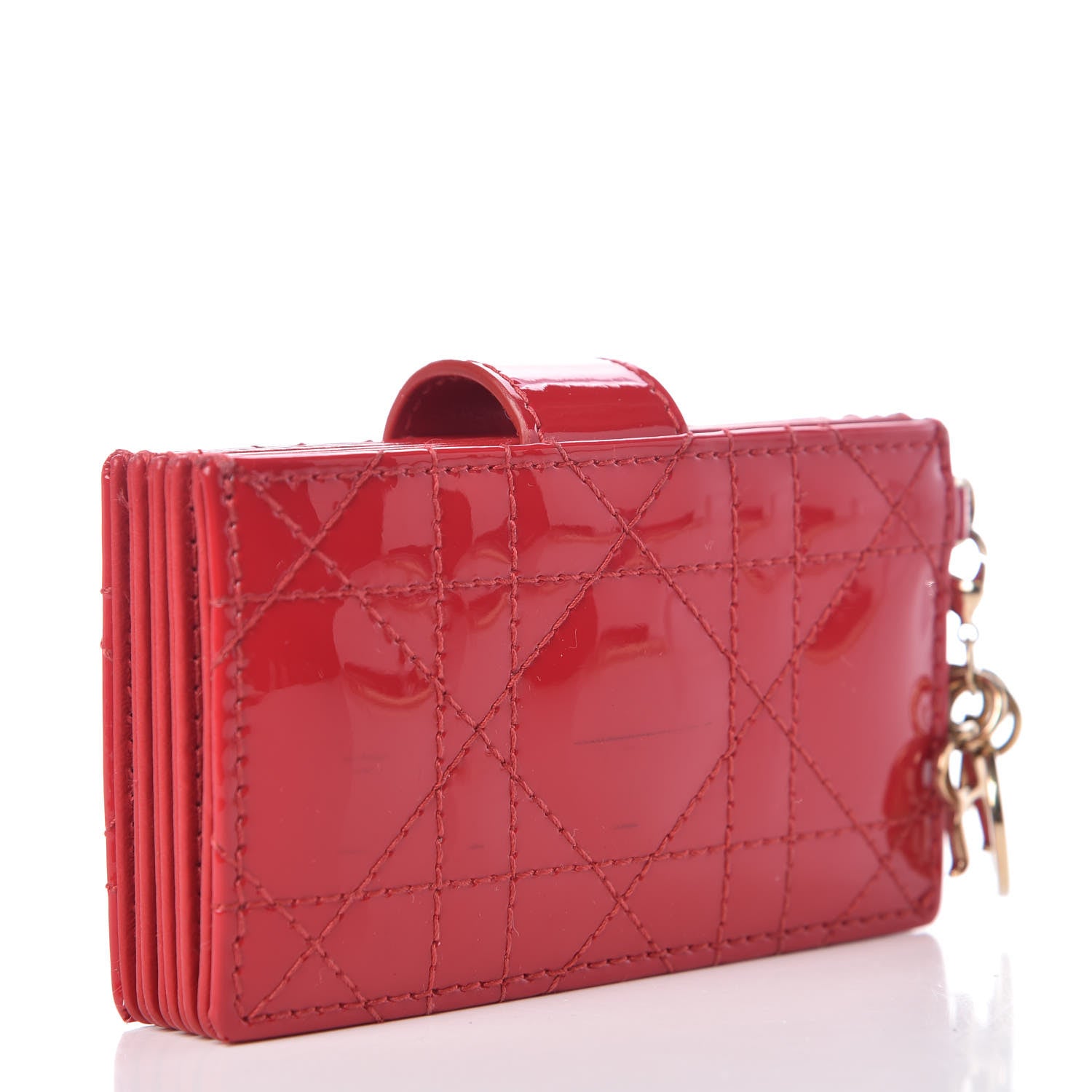 Christian Dior Patent Cannage Lady Dior 5-Gusset Card Holder Red 3 of 9