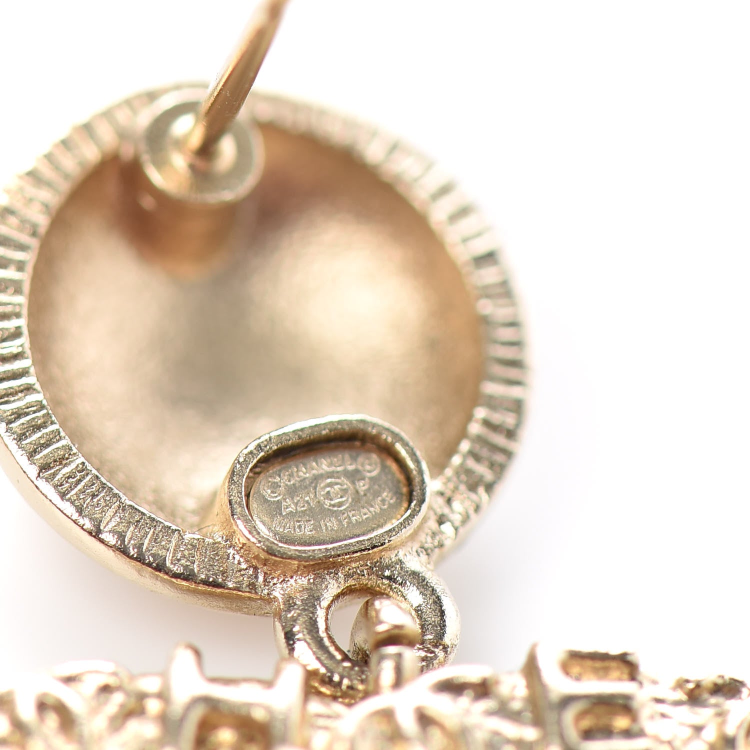 Chanel Crystal CC Drop Logo Earrings Gold 4 of 4
