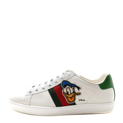 Gucci X DISNEY Calfskin Miro Soft Web Donald Duck Womens Ace Sneakers 36 White New Shamarock 1 of 9