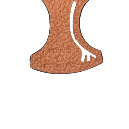 Hermes Epsom Togo Petit H Rooster Bag Charm Etain Toffee 3 of 4