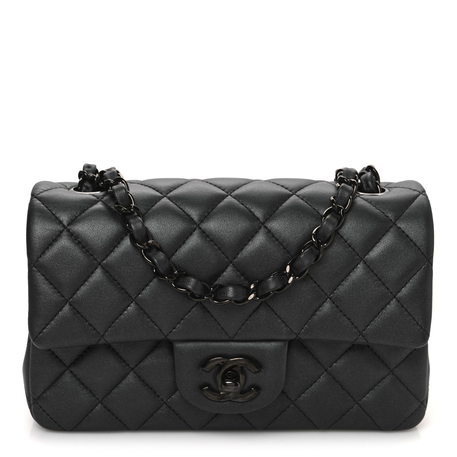 Chanel Lambskin Quilted Mini Rectangular Flap So Black 1 of 10