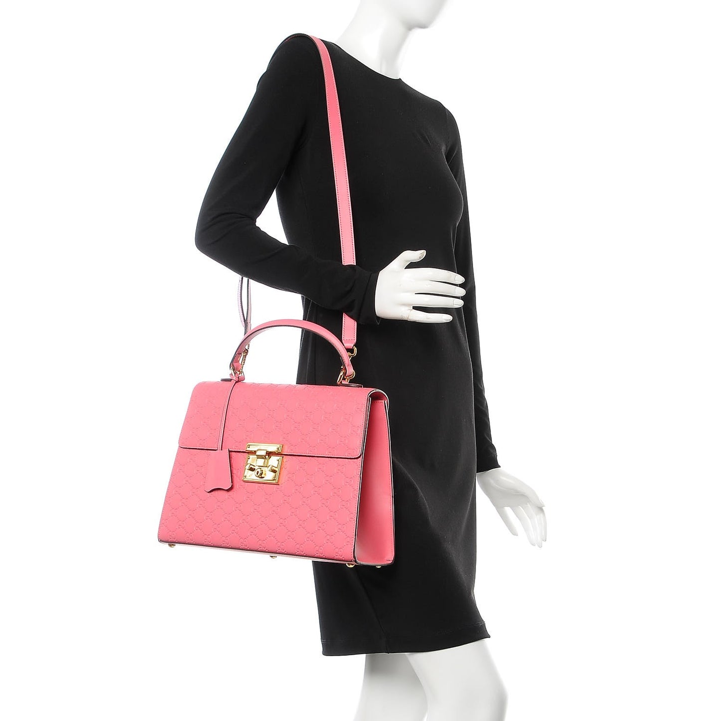 Guccissima Signature Medium Padlock Top Handle Bag Flush