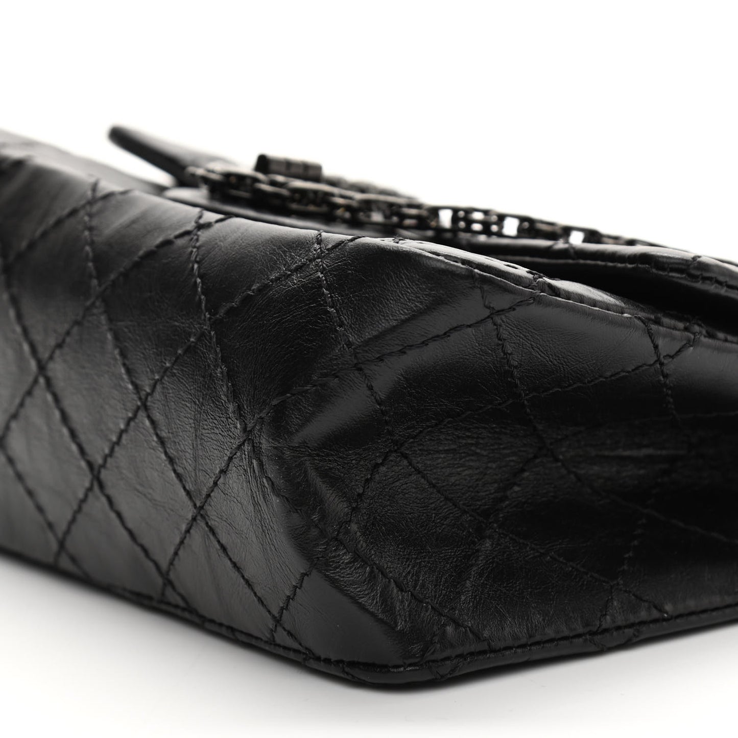 Aged Calfskin Quilted 2.55 Reissue Mini Flap So Black