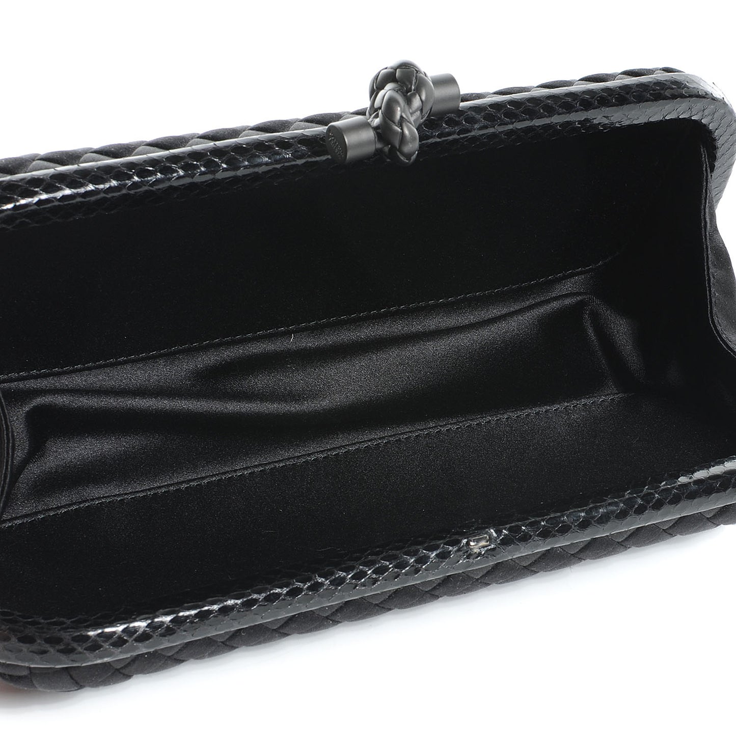 Ayers Satin Intrecciato Stretch Knot Clutch Nero Black
