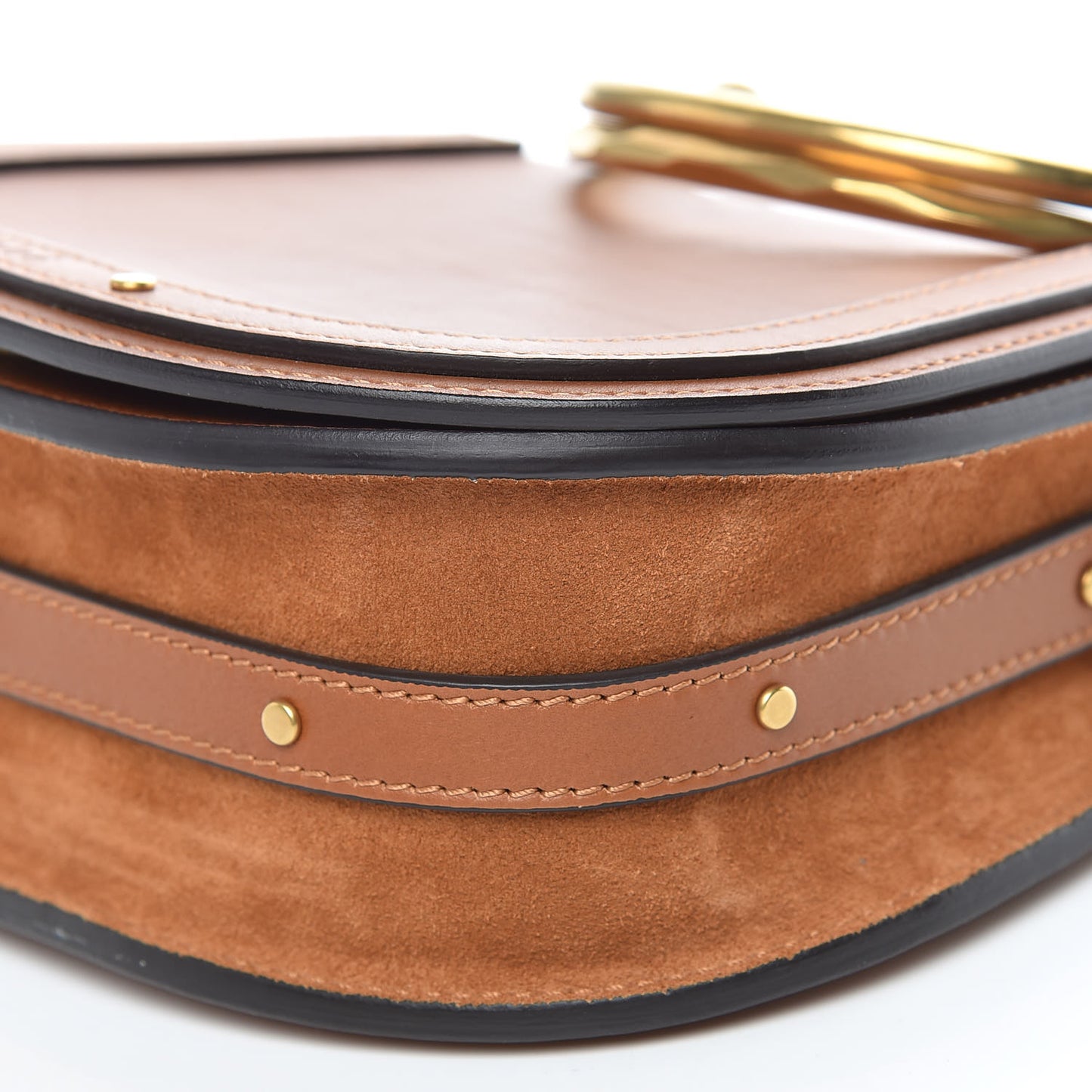 Calfskin Suede Small Nile Bracelet Bag Caramel