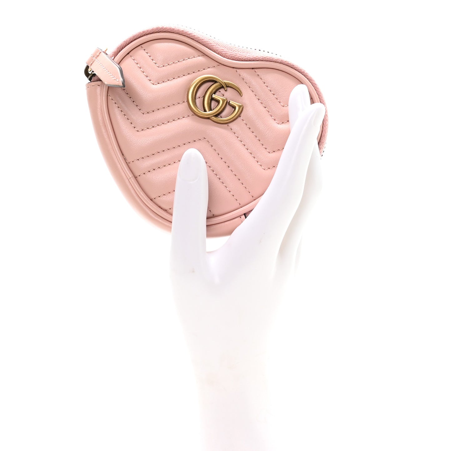 Calfskin Matelasse Chevron GG Marmont Heart Coin Purse Perfect Pink