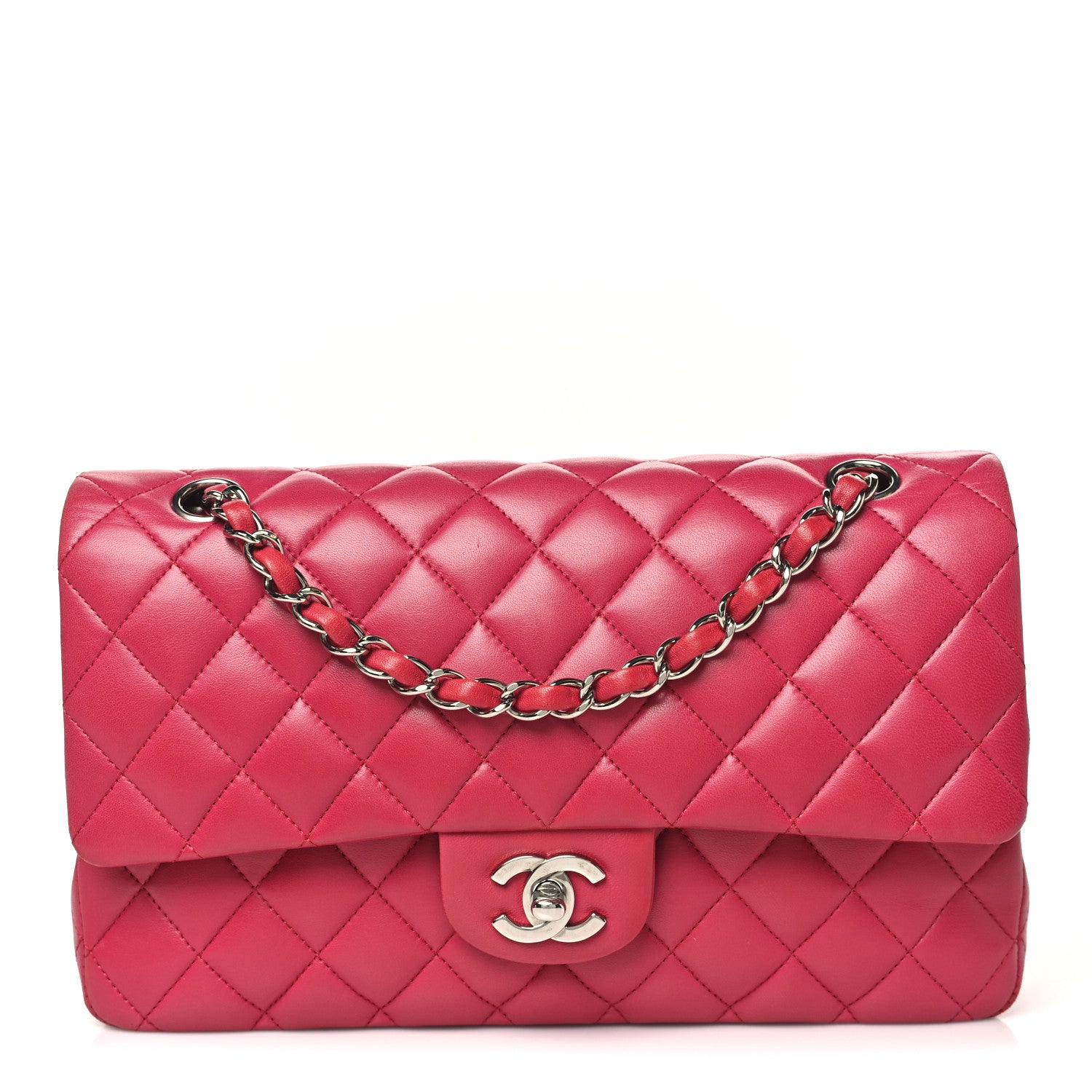 Chanel Lambskin Quilted Medium Double Flap Dark Pink 1 of 10