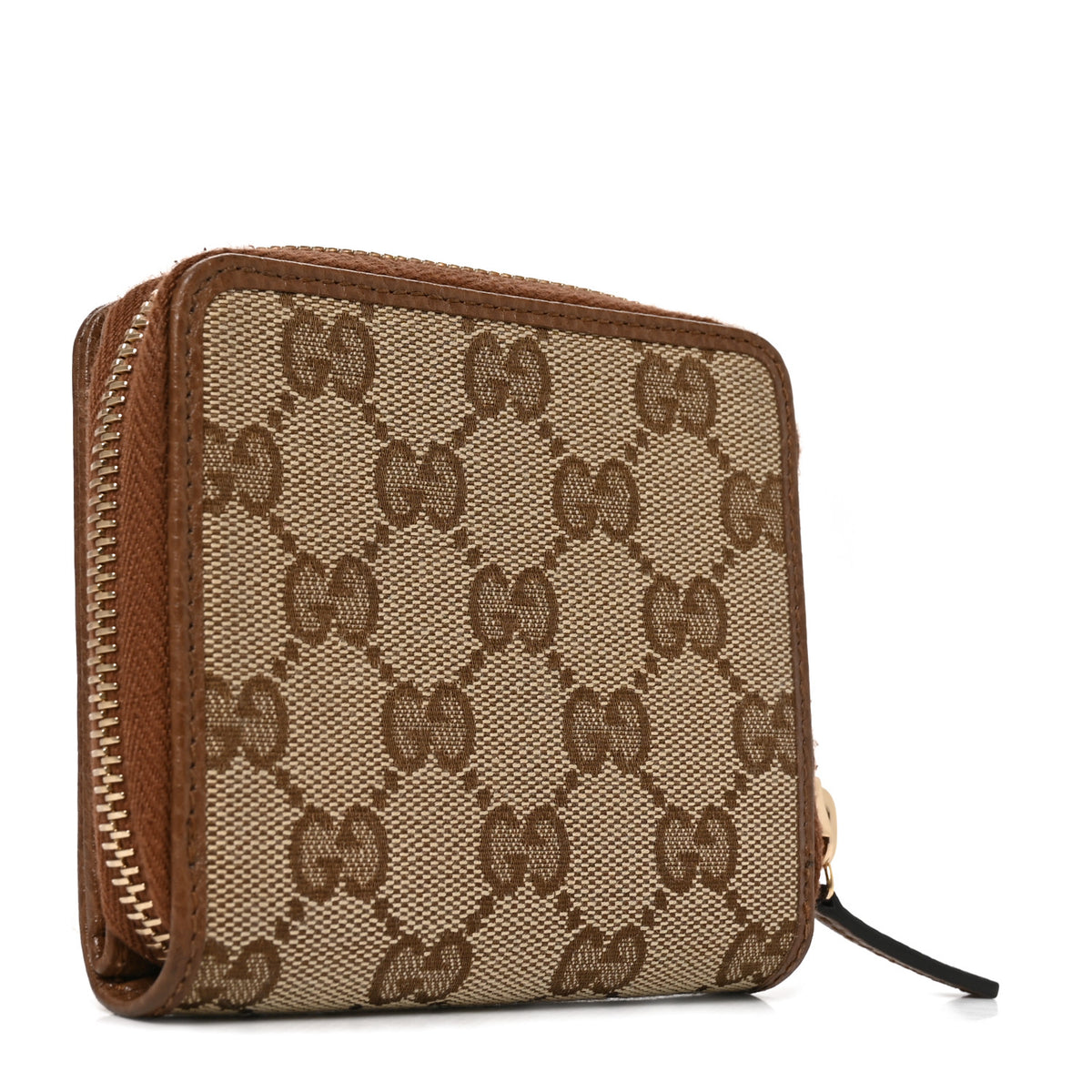 Gucci Monogram Dollar Calfskin Zip Around French Wallet Beige Ebony Tabacco 3 of 7