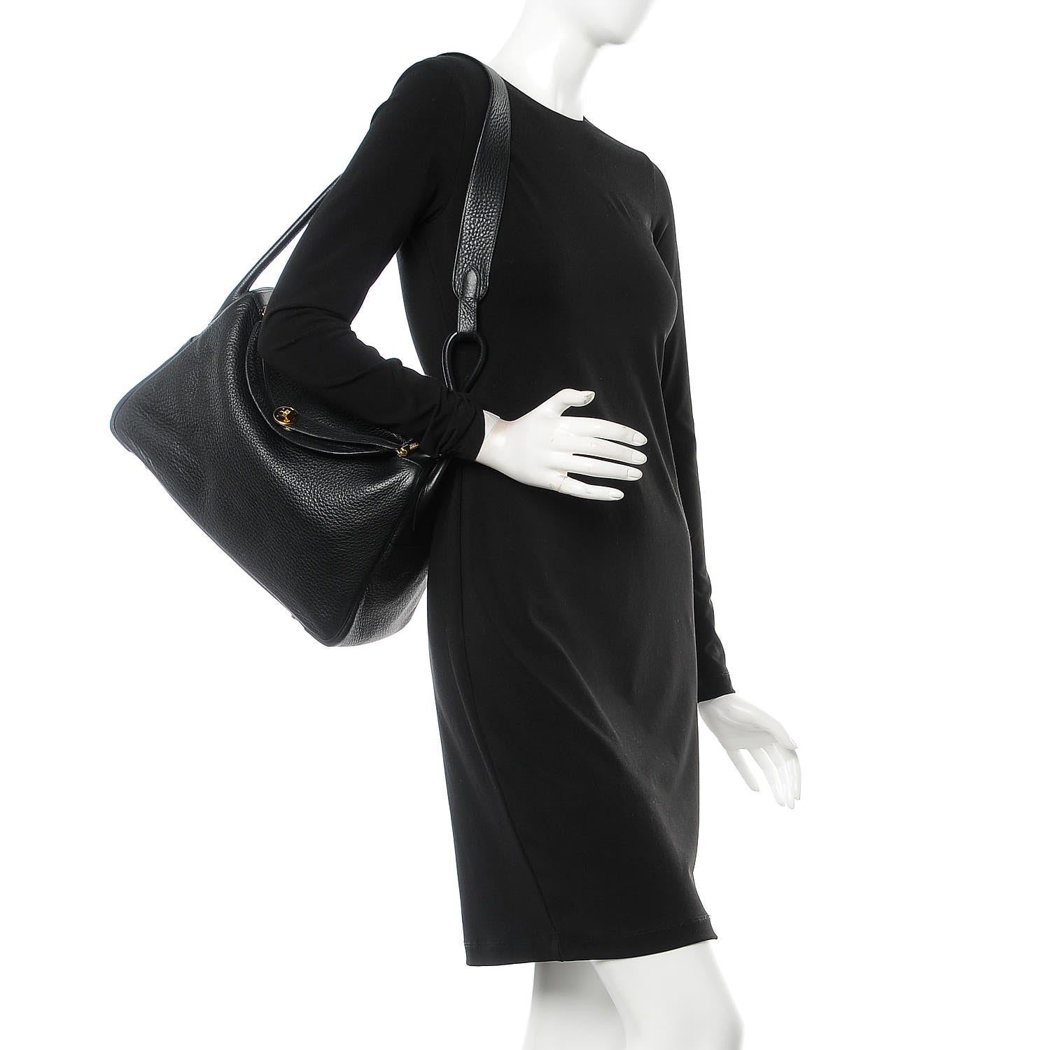 Hermes Taurillon Clemence Lindy 34 Black 2 of 6
