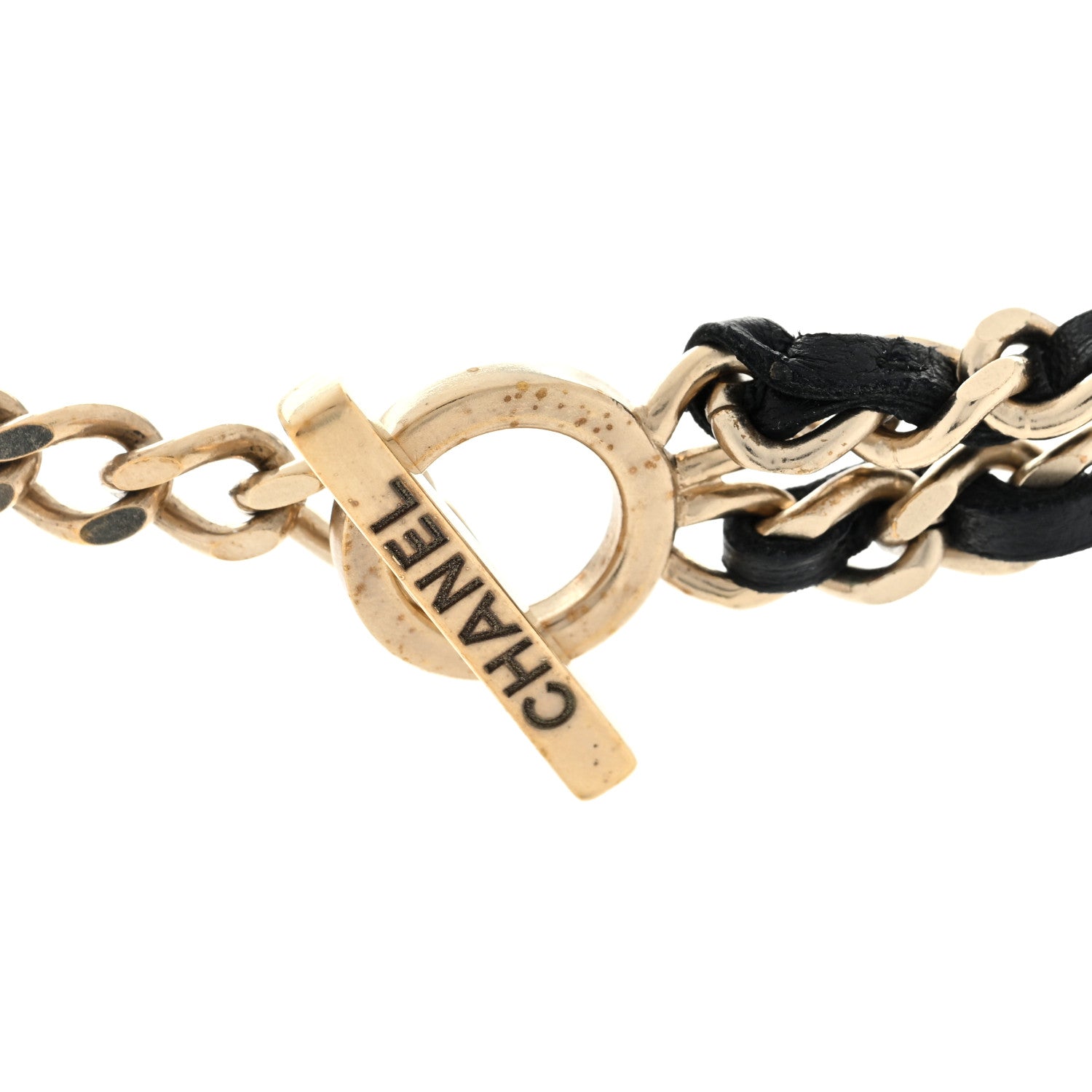 Chanel Lambskin CC Long Chain Necklace Black Gold 4 of 5