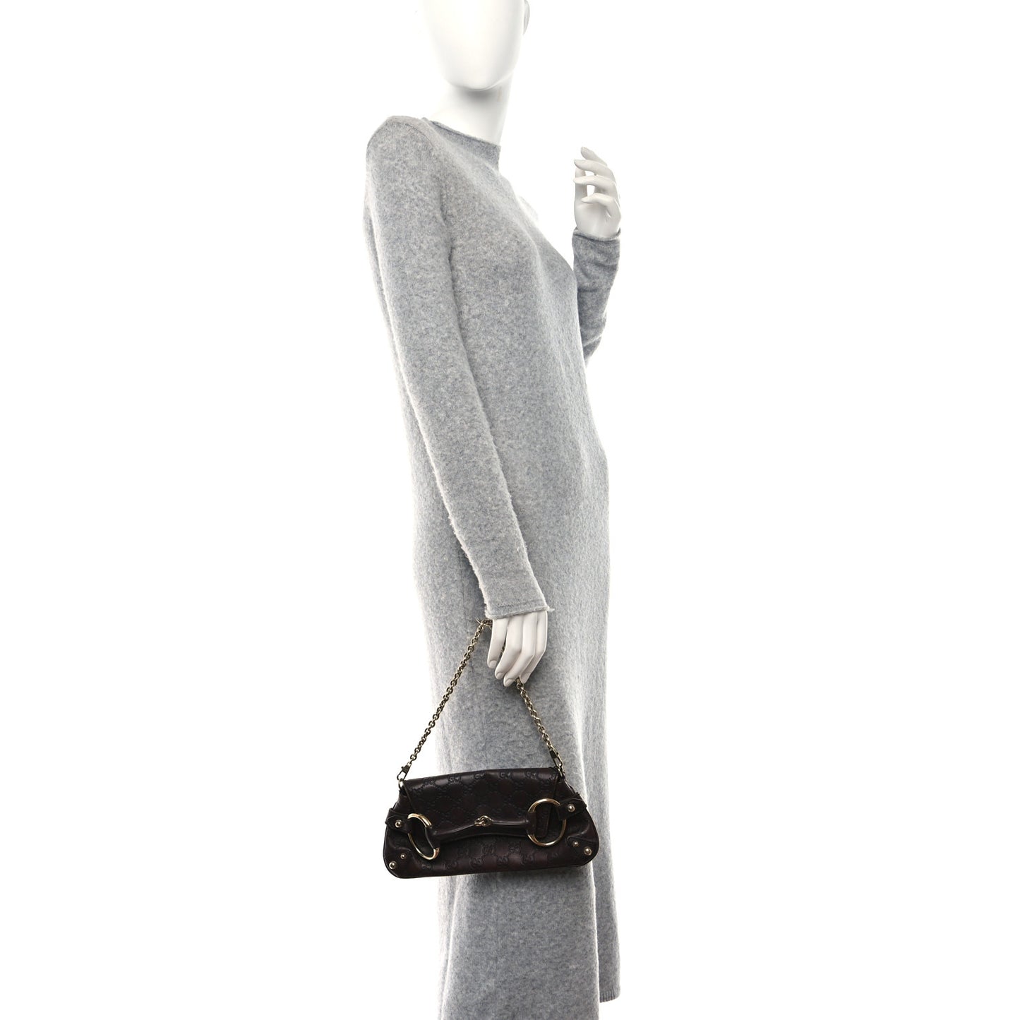 Guccissima Small Horsebit Chain Clutch Chocolate