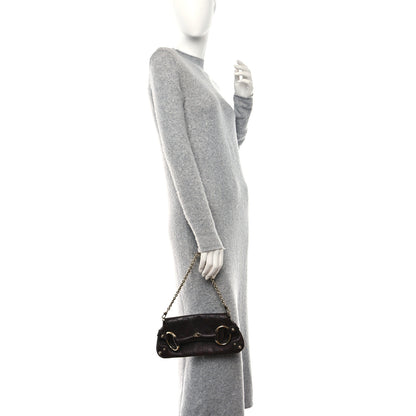 Gucci Guccissima Small Horsebit Chain Clutch Chocolate 2 of 14