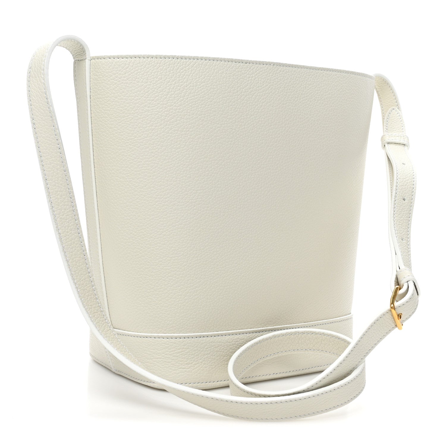 Celine Grained Calfskin Small Cuir Triomphe Bucket Bag White 3 of 11