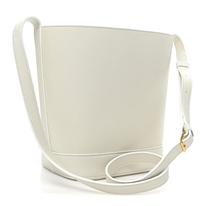 Celine Grained Calfskin Small Cuir Triomphe Bucket Bag White 3 of 11