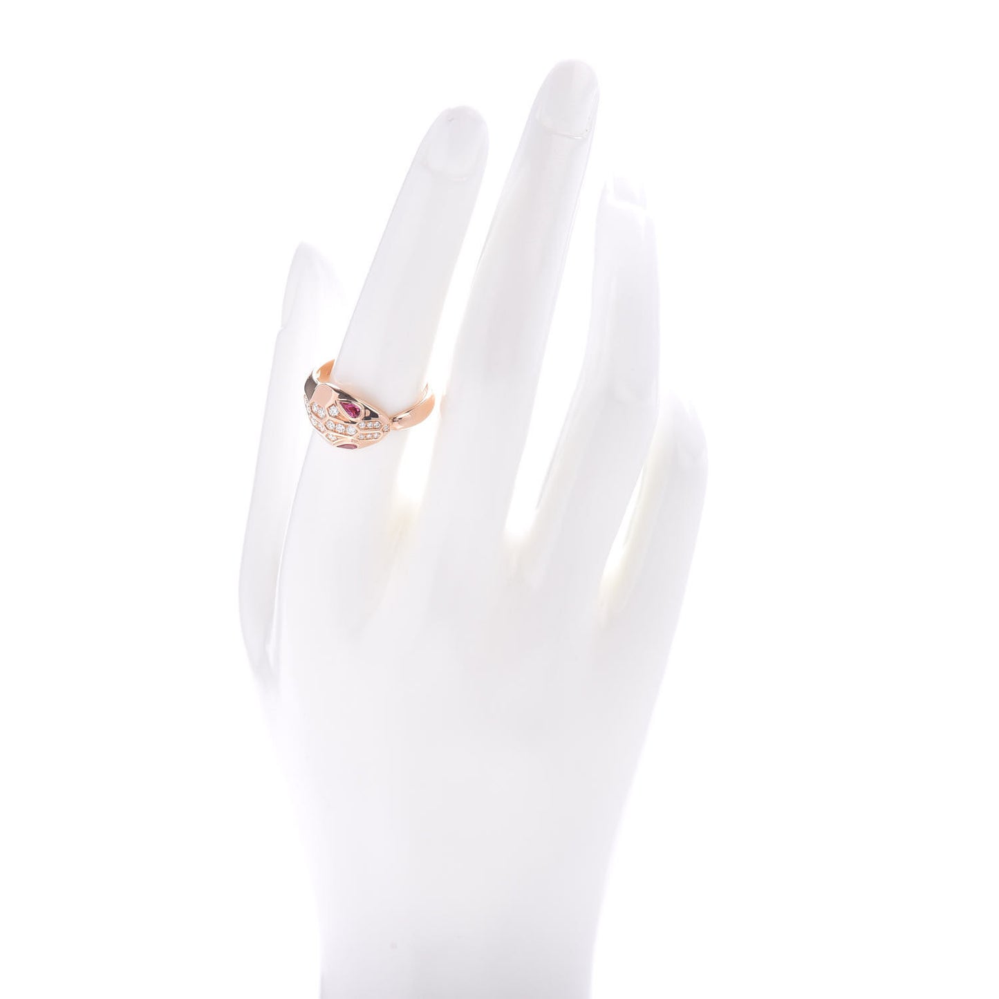 18K Rose Gold Diamond Tourmaline Serpenti Ring 57 8