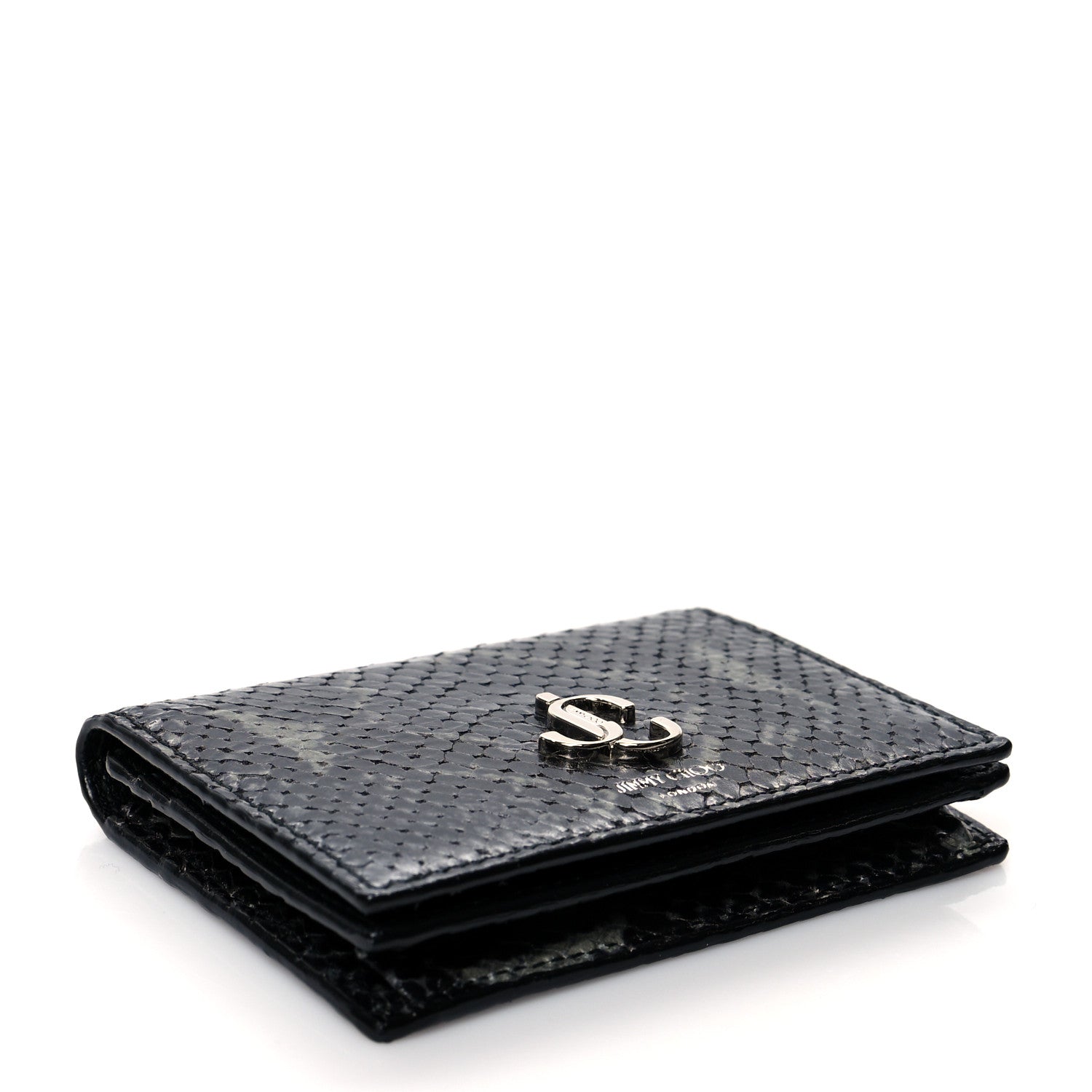 Jimmy Choo Calfskin Snake Printed Hanne Wallet Anthracite 4 of 8