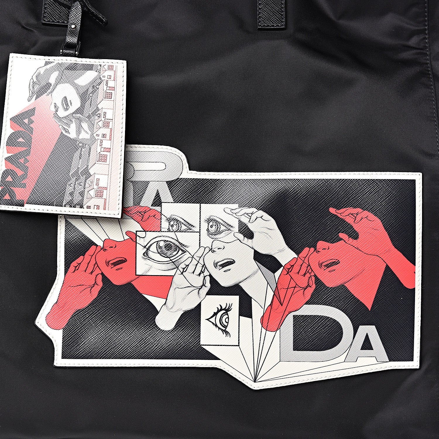 Prada X JAMES JEAN Tessuto Nylon Patch Shopping Tote Black 11 of 11