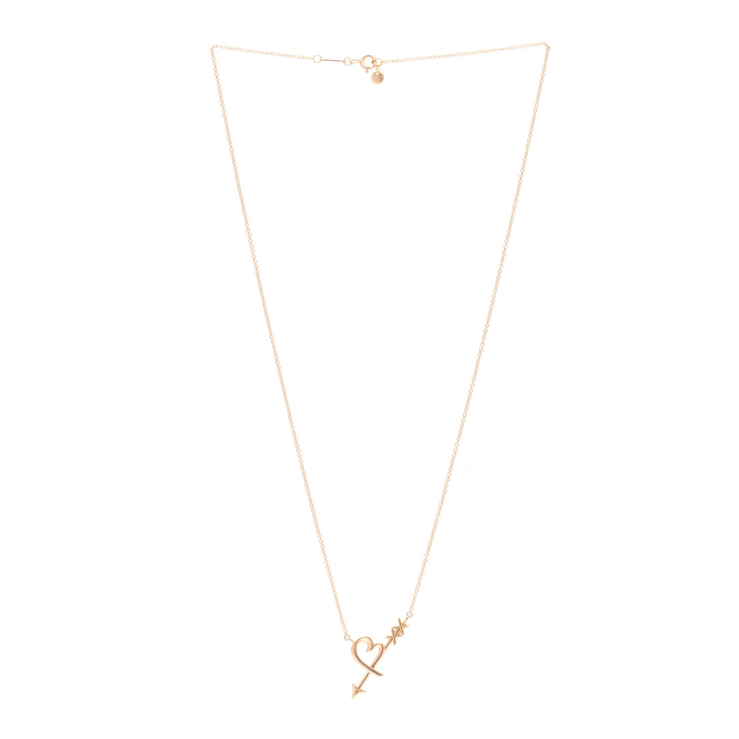 18K Rose Gold Paloma Picasso Heart and Arrow Pendant Necklace