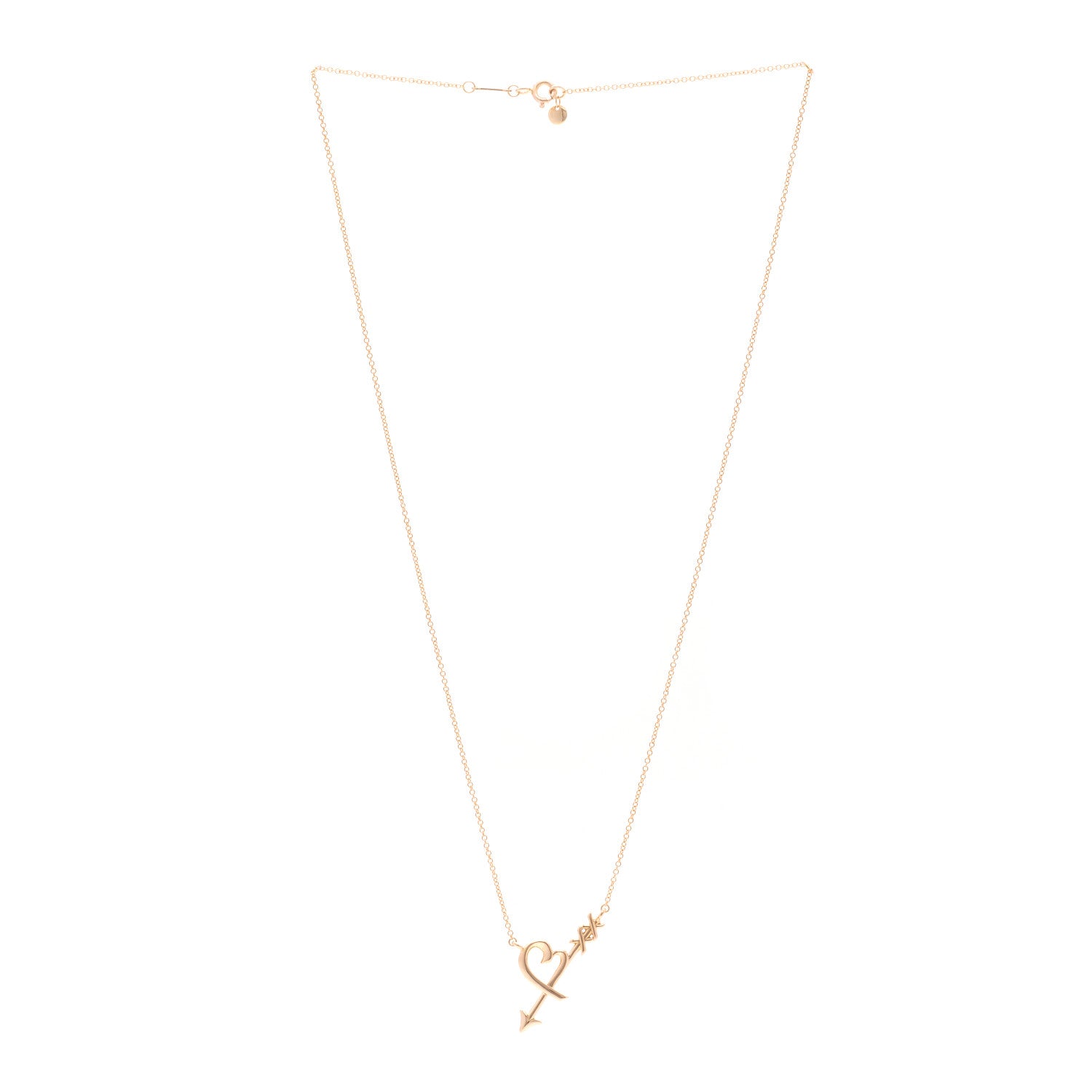 Tiffany 18K Rose Gold Paloma Picasso Heart and Arrow Pendant Necklace 3 of 4