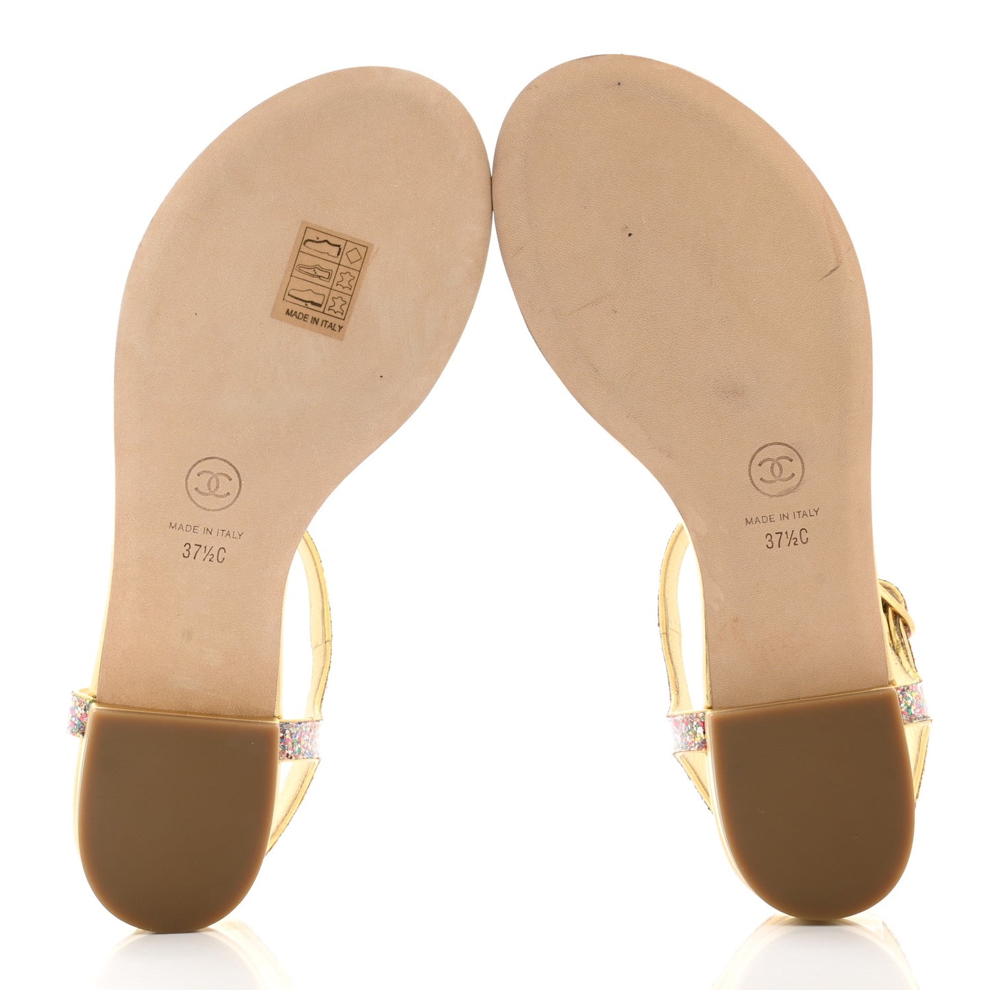 Patent Glitter Fabric CC Thong Sandals 37.5 Multicolor