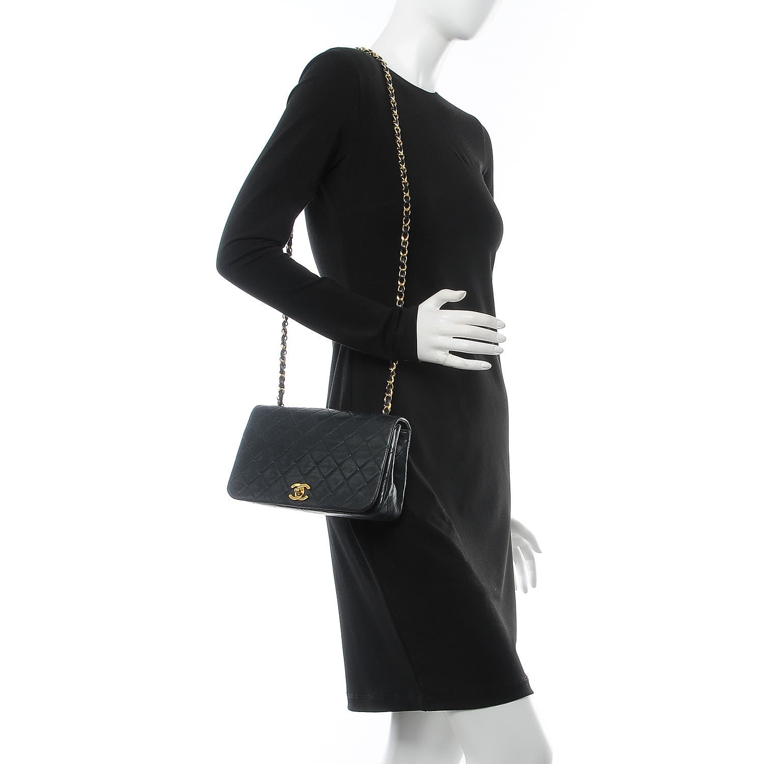 Chanel Lambskin Quilted Small Single Flap Navy 2 of 8
