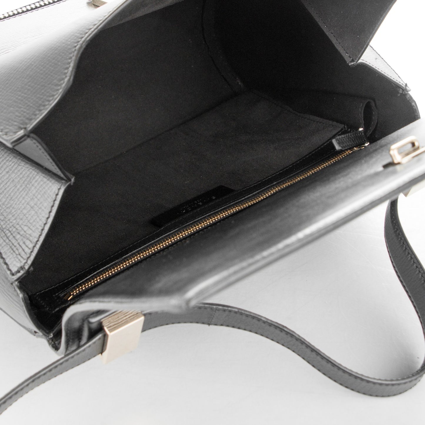 Textured Calfskin Medium Pandora Box Crossbody Bag Black