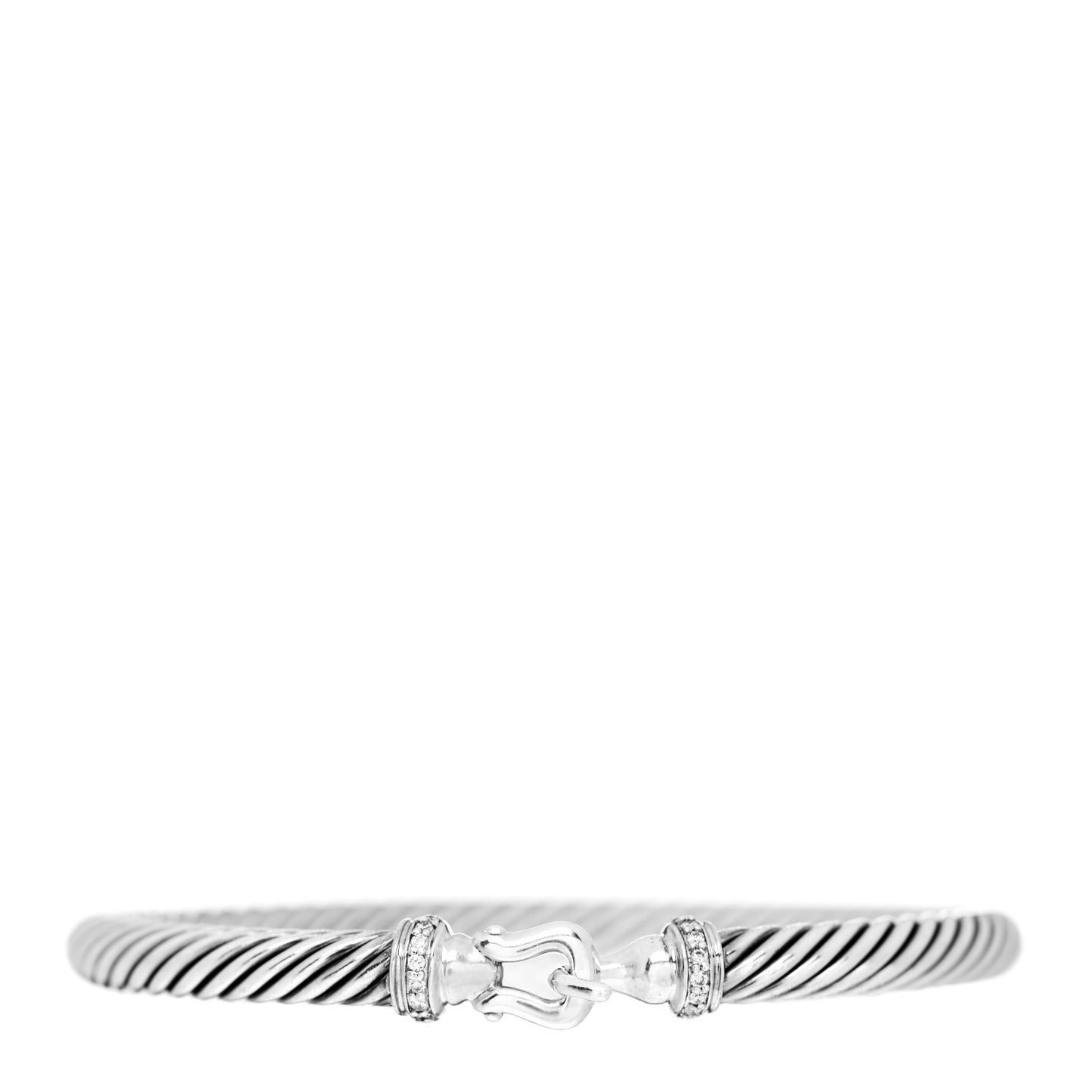 Sterling Silver Diamond 5mm Cable Buckle Bracelet