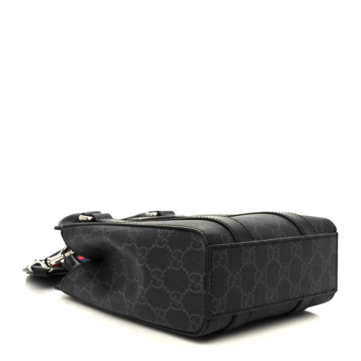 Gucci GG Supreme Monogram Appia Calfskin Web Mini Tote Bag Black 4 of 10