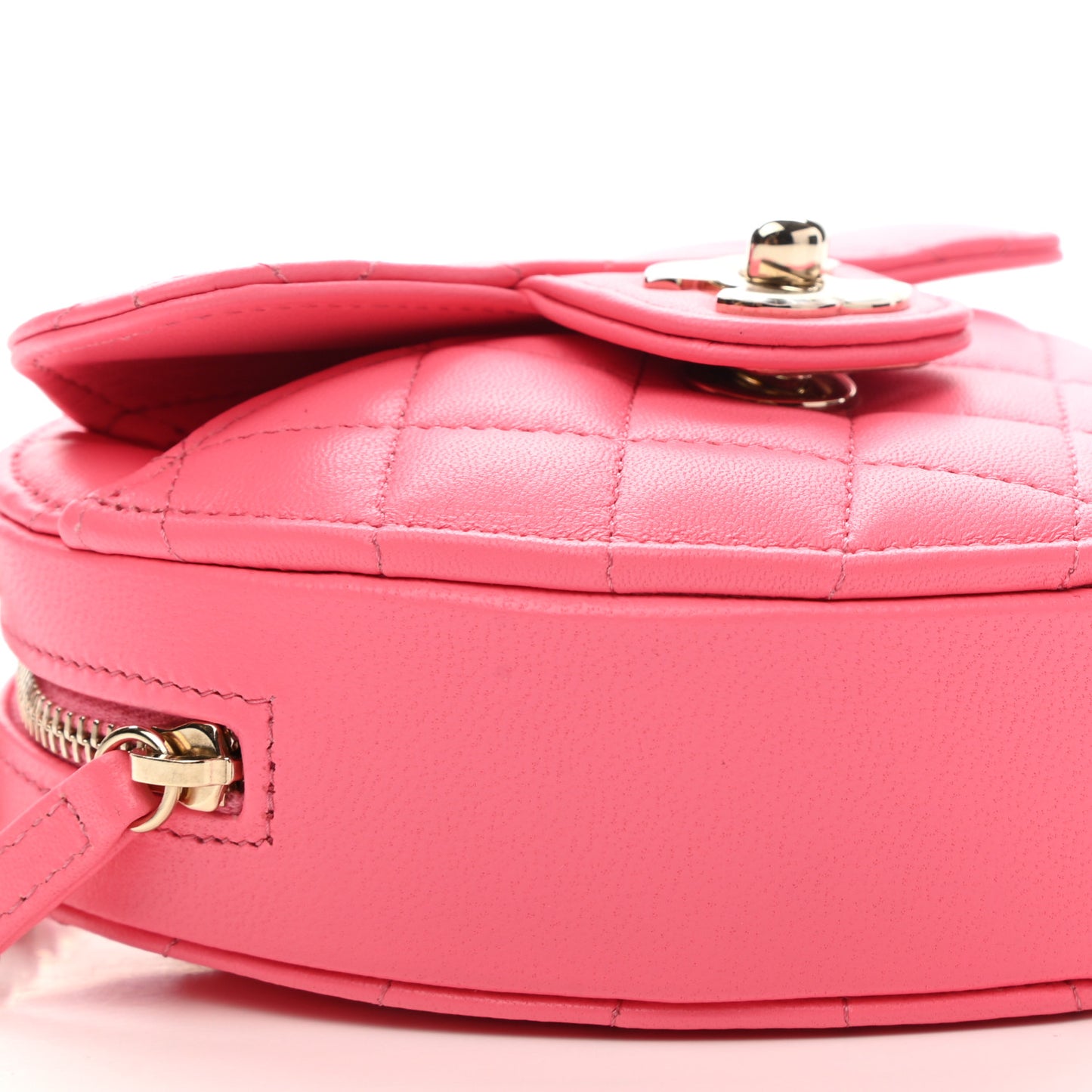 Lambskin Quilted CC In Love Heart Clutch With Chain Pink