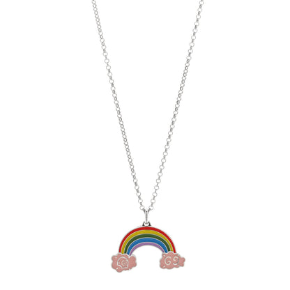 Gucci Sterling Silver Enamel GucciGhost Rainbow Pendant Necklace 1 of 4