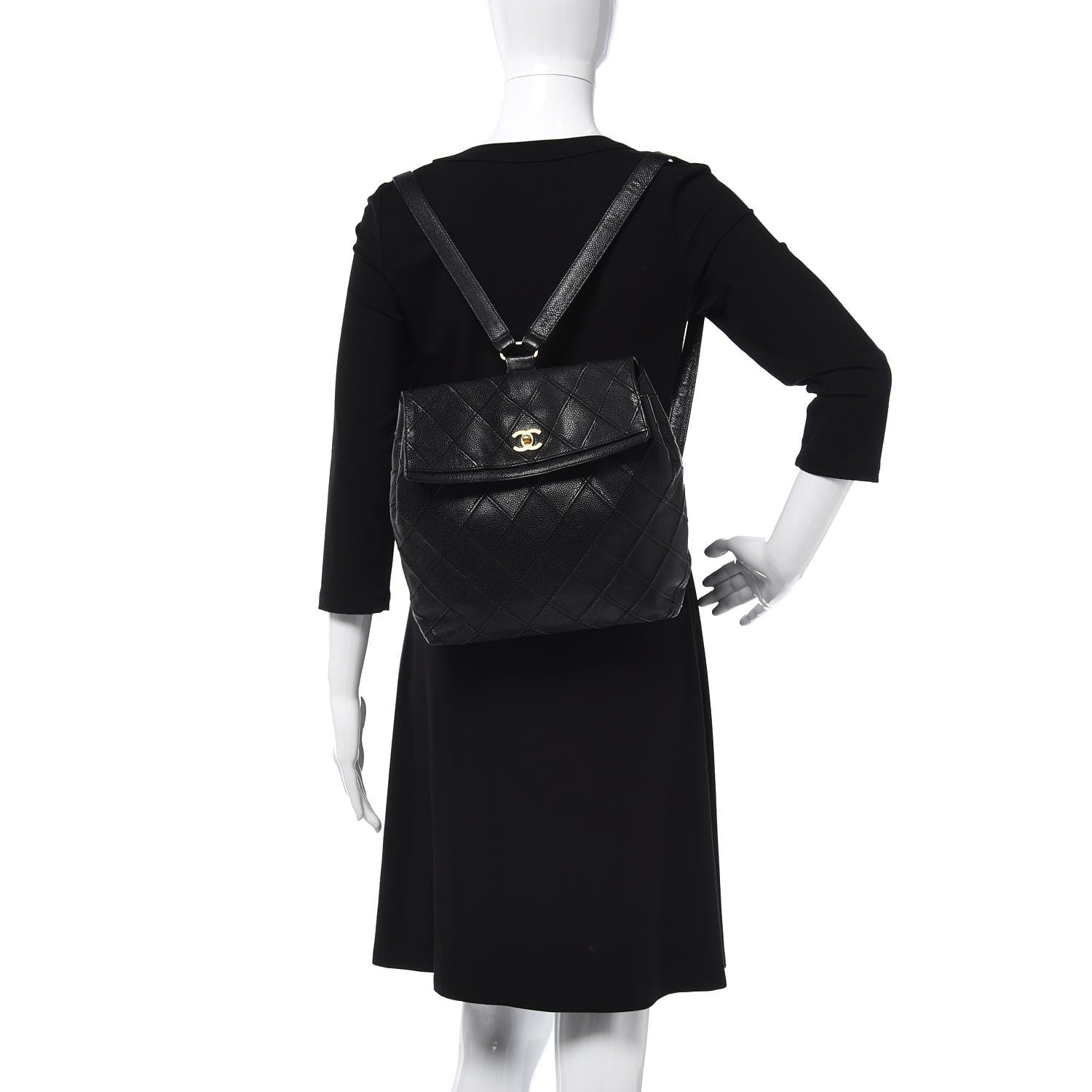 Chanel Caviar Diamond Stitched Backpack Black 2 of 8