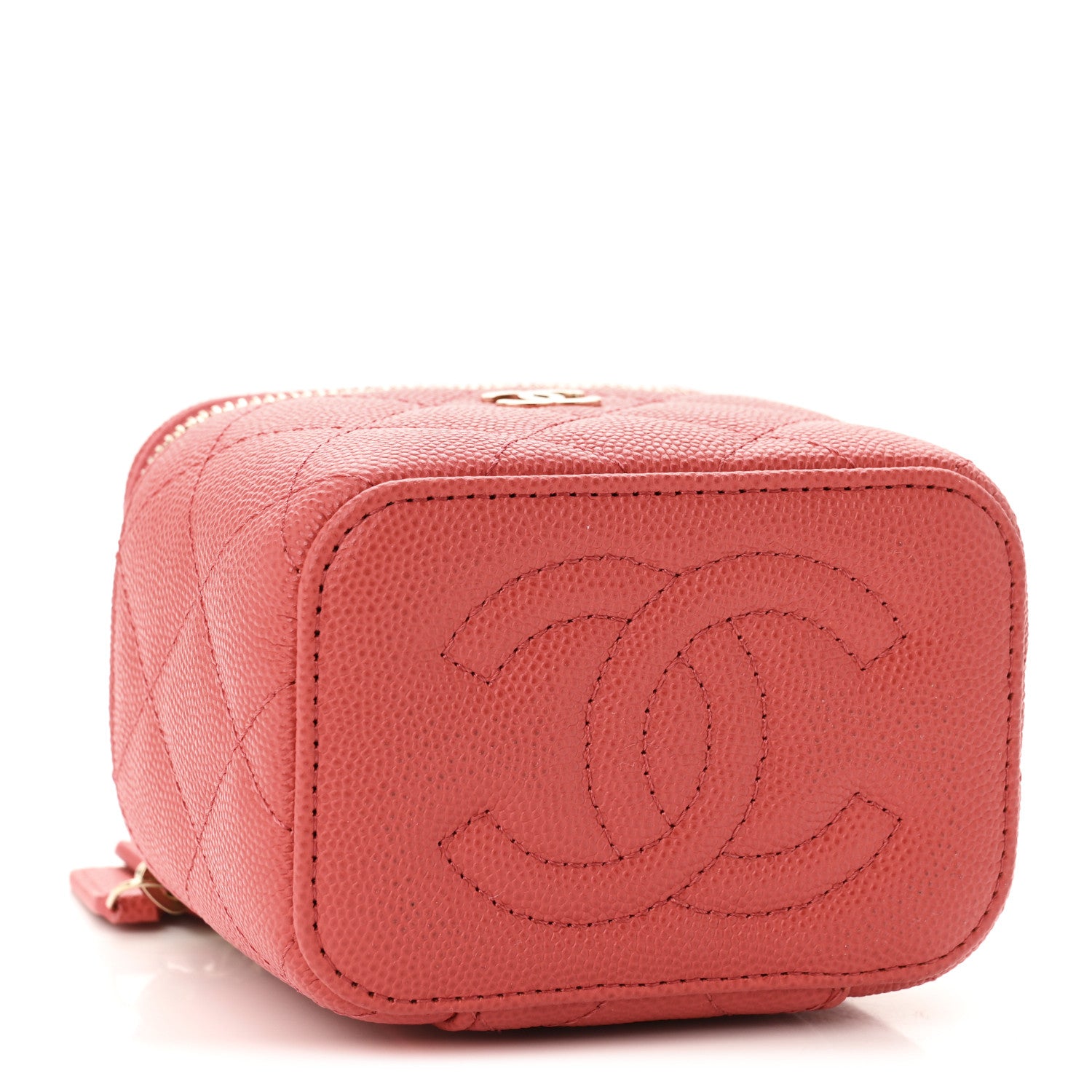 Chanel Caviar Quilted Mini Vanity Case With Chain Dark Pink 4 of 11