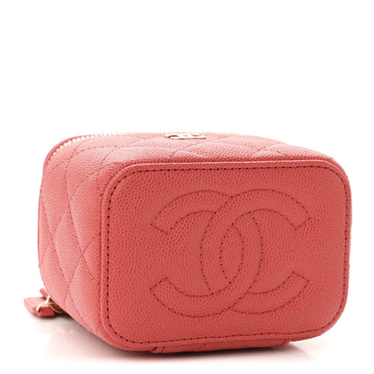 Chanel Caviar Quilted Mini Vanity Case With Chain Dark Pink 4 of 11