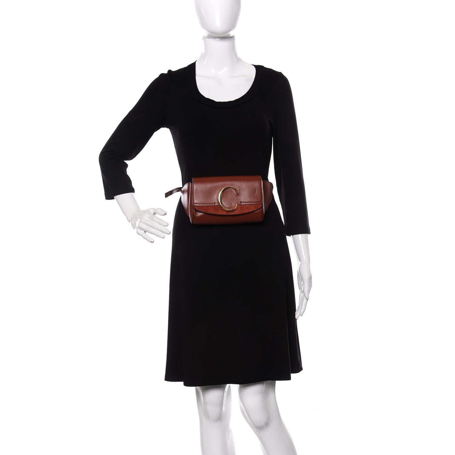 Chloe Calfskin Suede C Belt Bag Sepia Brown 2 of 10