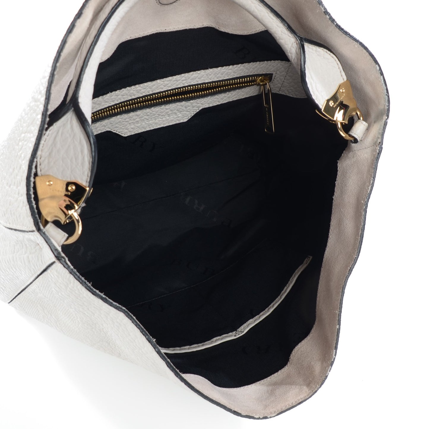 Heritage Grain Check Embossed Medium Lindburn Hobo Pale Grey