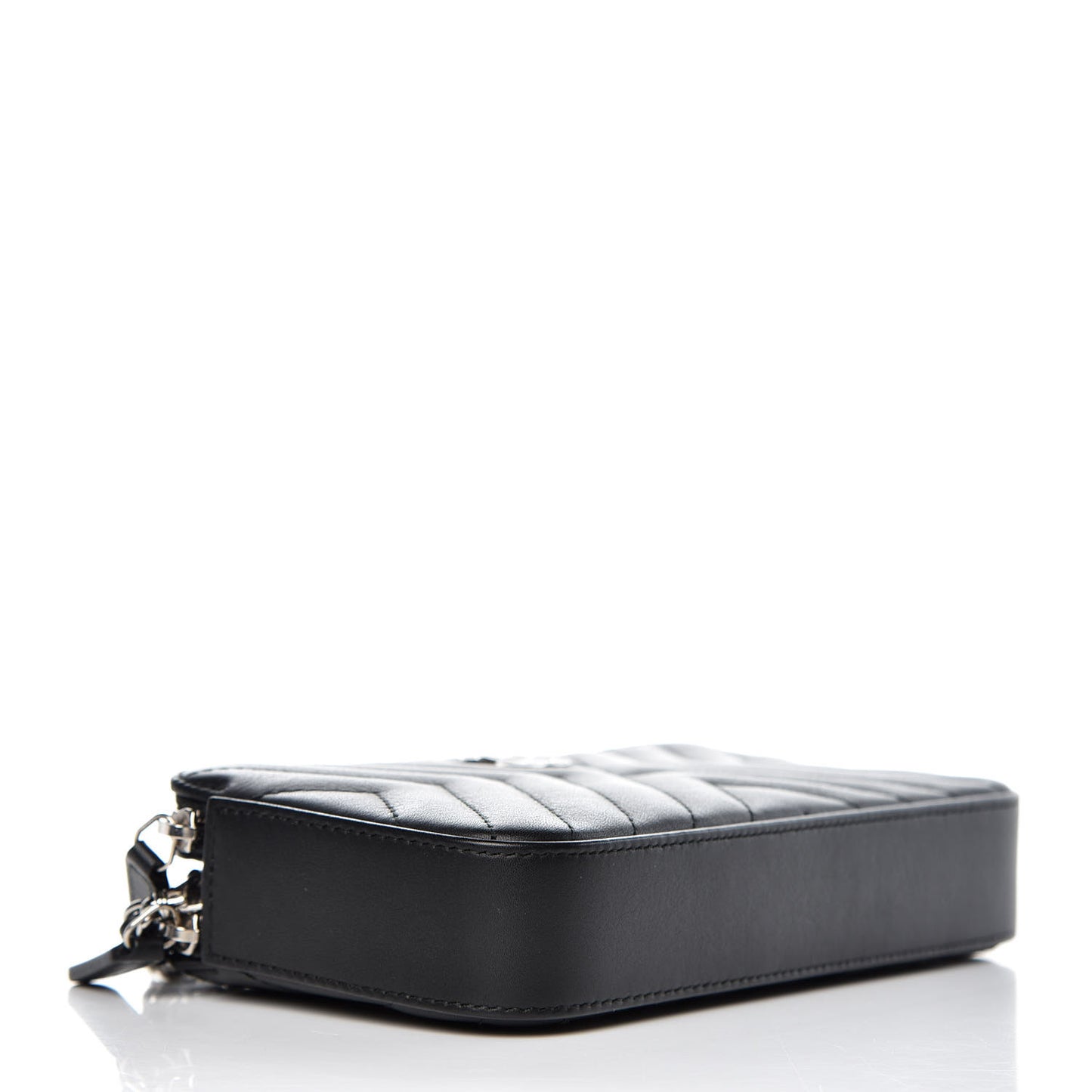 Calfskin Chevron Quilted Tassel Clutch With Chain Black