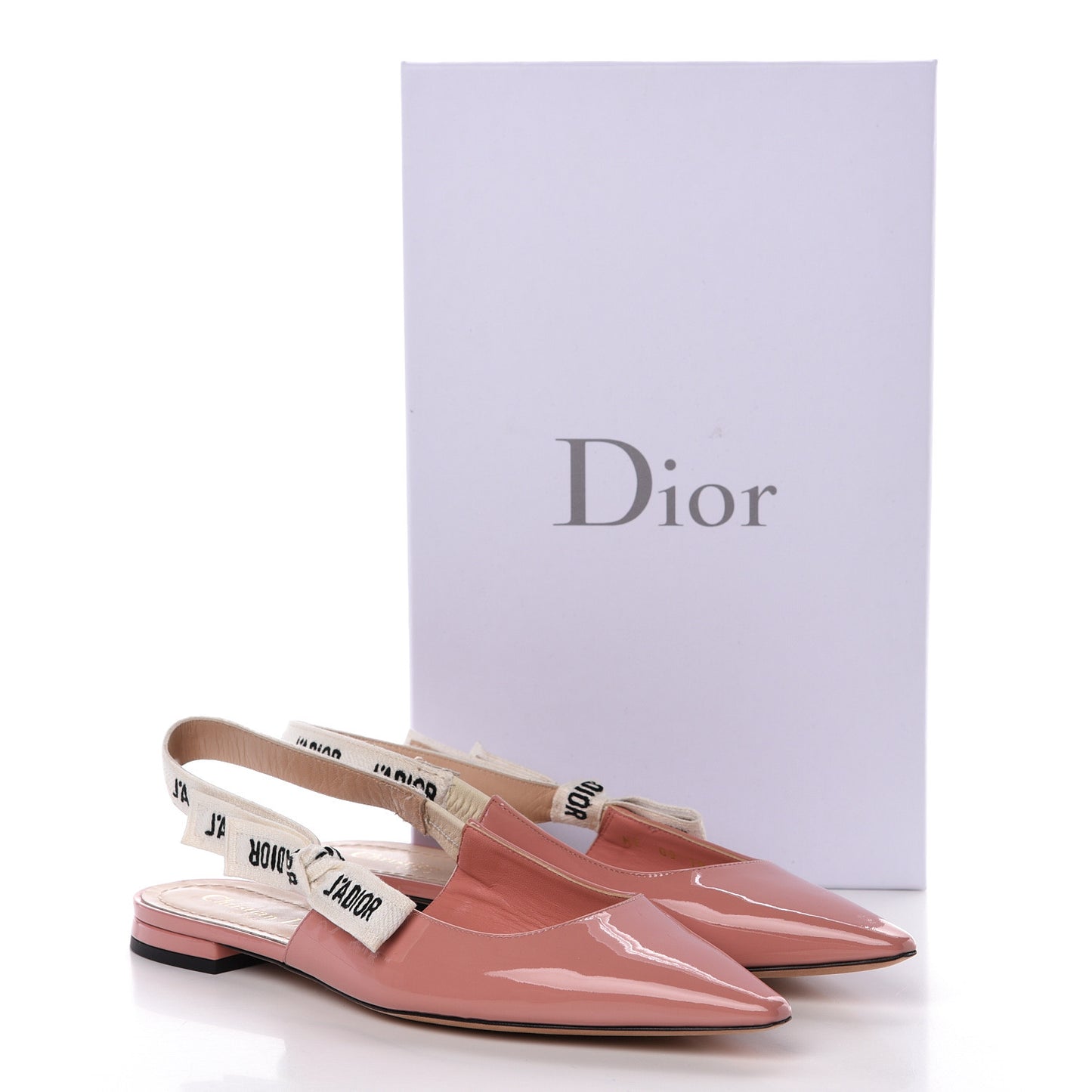 Patent Ribbon J'Adior Slingback Ballet Flats 37.5 Dusty Candy